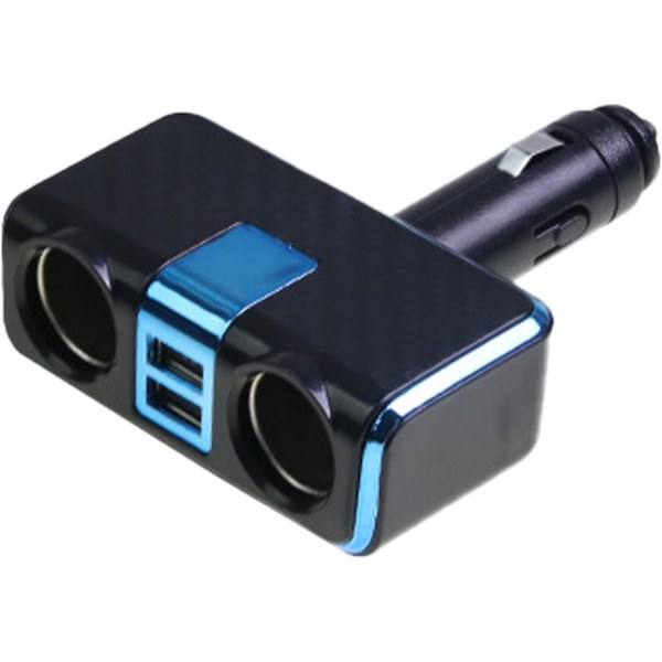 Bilstøpsel med Sigaretttenner 1 til 2 Billader med 2xUSB-port 100W Rask Lading Billader for 12-24V Kjøretøy Blue