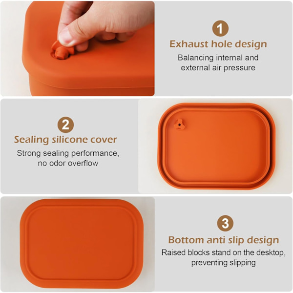 Bento Lunch Box, Silikonmatbehållare för matförvaring för barn och vuxna, 4 fack Lunchlåda, Mikrovågsugn Diskmaskin Red