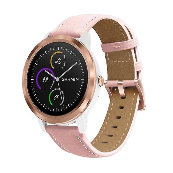 Garmin Venu/sq/sq 2/2 Plus -kellolle sopiva 20 mm:n aito hiilikuituinen nahkaremmi ruusukullan värisellä soljella Pink