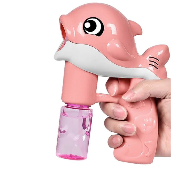 Delfin bubbelmaskin med 2 bubbelflaskor för barn bubbelblåsare ljudljus sommarleksak födelsedag