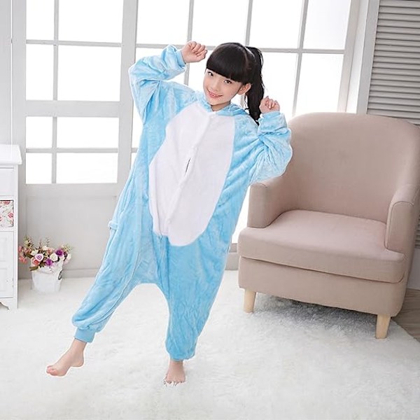 Syksy- ja talvi-flanelipuku miehille ja naisille, tähti-kani Koni-kani piirretty yhden osan pyjamapari kotikäyttöön BLUE 120cm