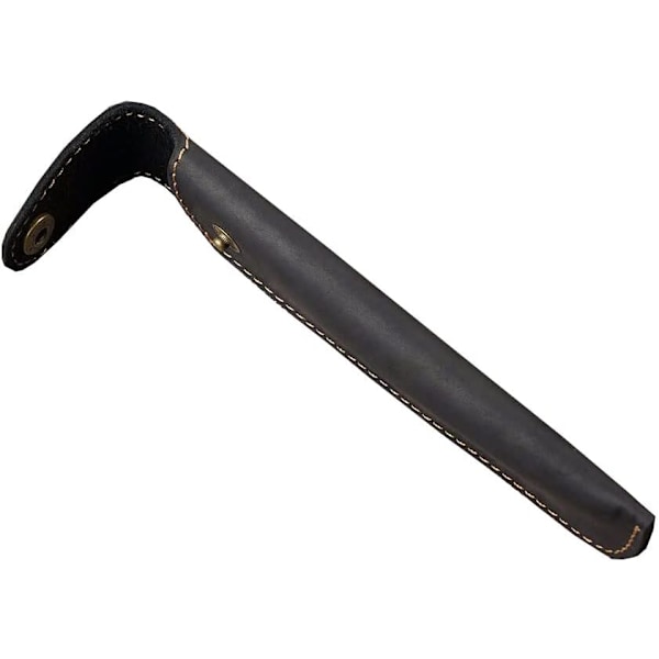 Læder Pen Etui Holder, Beskyttende Pen Etui, Fyldpen Holder Etui, med Metal Knap, Ægte Læder Håndlavet, til Stylus Touch Pen, Kuglepen Black