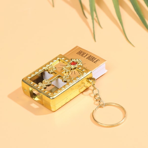Mini HOLY Bible Nøglering Religiøs Kristne Jesus Kors Nøglering