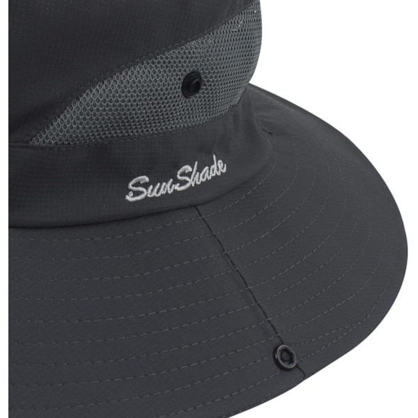 Solhat til kvinder med hestehaleåbning, UV-beskyttelse, foldbar, bred skygge, strand- og fiskerihat Solid color adult—dark gray