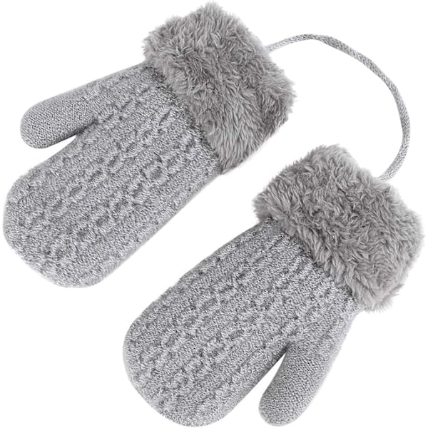 Toddler Magic Stretch Mittens Tjocka Plyschfodrade, Vinter BabyBoysGirls Stickade Vantar Varma Fluffiga Hel Fingerhandskar Kallt Väder Skidhandskar för 0-6Y