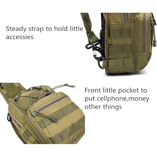 Sling-reppu Taktinen Ulkoilureppu Olkalaukku Satseli Rintarepun Päiväreput Älypuhelimelle Kiipeilyyn Leirintään Pyöräilyyn Vaellukseen Army Green