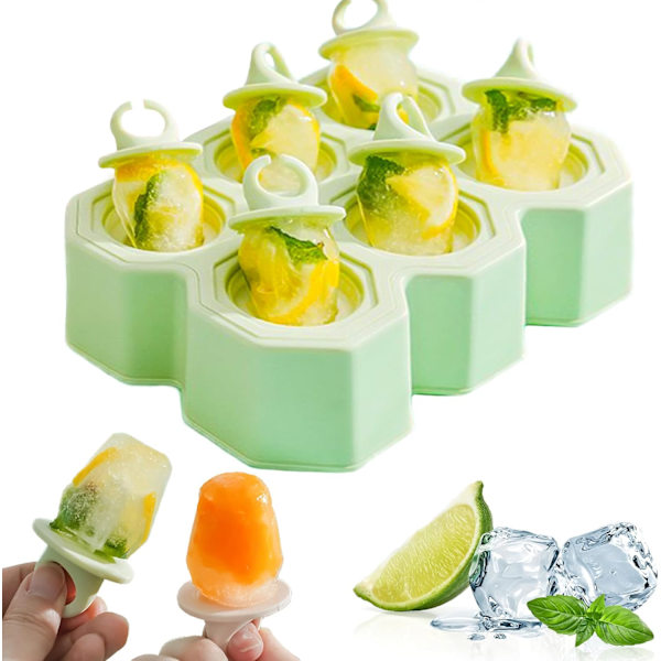 Silikon Ispopskeforme, Mini Isforme, Børneisforme, Popsicleforme med 6 Isstænger til Børn og Voksne