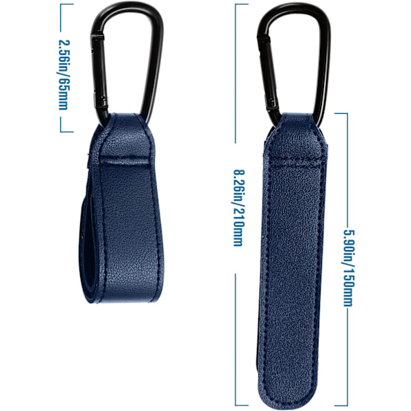 2-pack Buggy Clips Bärvagnskrokar, Bärväskehållare i läder, Väskskrokar för barnvagnar, Barnvagnsclips, Barnvagnskrokar för väskor, Marinblå