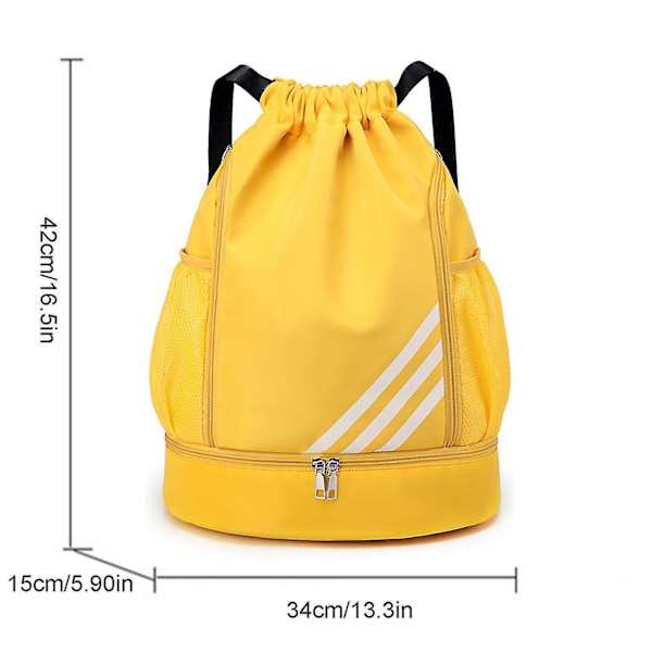 Vedenkestävä Vetoketjullinen Reppu Urheilu- ja Kuntosalilaukku Kenkälokerollinen, Vedenkestävä Vetoketjullinen Selkäreppu Miehille ja Naisille Yellow