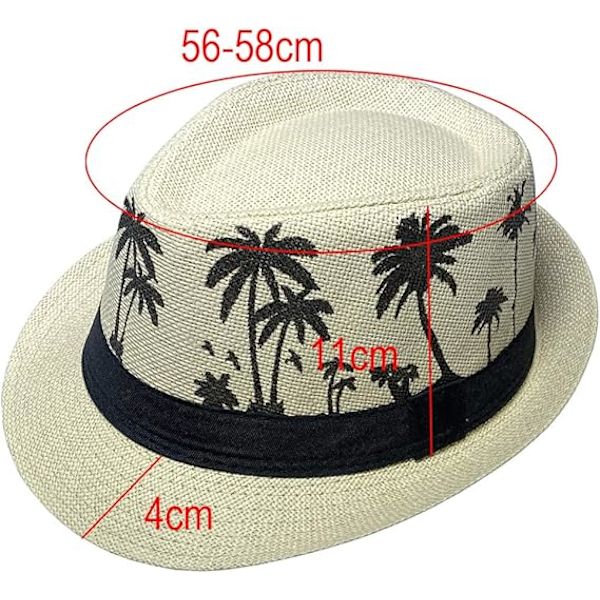 Hawaiiansk Fedora Halmhatte til Mænd Kvinder Unisex Trilby Panama Sommer Sol Jazz Kostume Party Cap
