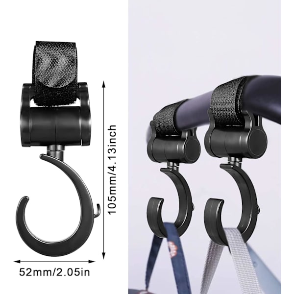 2 Pak Buggy Clips Barnevognsclips Stroller Hooks Pushchair Hooks til at hænge dine indkøbsposer, håndtaske eller blepose