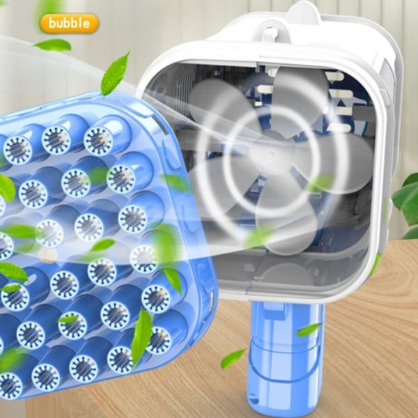 Bubbelblåsare 36 hål Elektrisk bubbelpistol leksak med lampor Bärbar fläkt Automatisk bubbelmaskin Sommar utomhusleksak Present till barn