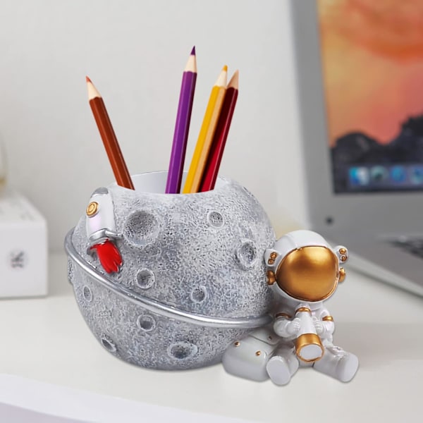 Trendy Blyantpennholder for Gutter med Astronaut-tema, Pennoppbevarer med Fe-figur, Skrivebordsdekorasjon, Tilbake til skolen-gave til Gutter