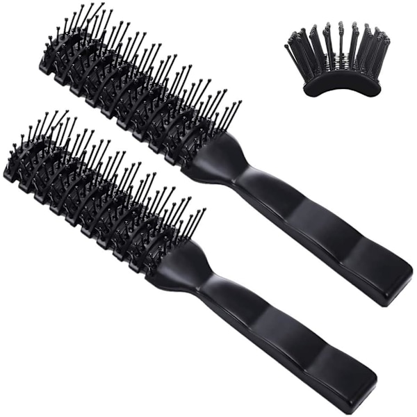 2 Pcs Vented Detangling Hair Brush Styling Hairbrush Pin Hair Brush Hair Comb for Blow Drying Hair Styling Tools Black