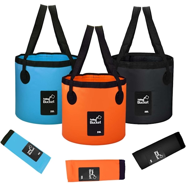 Foldbar Spand - Foldbar Camping Opbevaringsbeholder Sammenklappelig Spand 12L Bærbar Let Spand til Camping Rejser Fiskeri Sejlads og Havearbejde 20l Orange