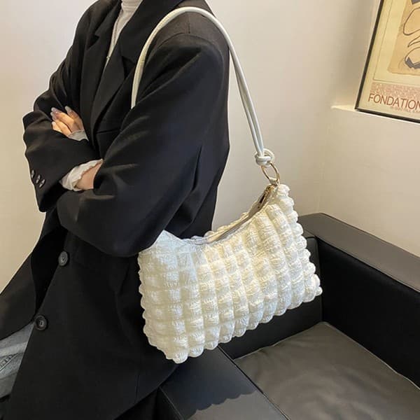 Mode Kvinders Skuldertasker med Stor Kapacitet Trendy Sort White