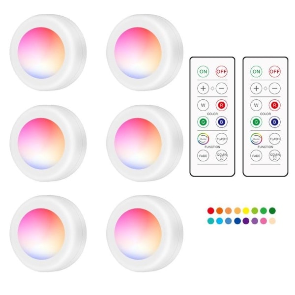 INF LED-spotlyssett – 6 stilige lys med 2 praktiske fjernkontroller