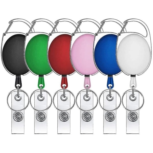 6 Pack Retractable Key Ring, Retractable Badge Holder Key Roll, Key Fob Extendable for ID Card Holder, Card Holder, Key Card