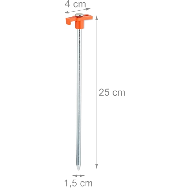 10 kpl Raskaita Telttatappeja, Kovapinta-Ankkureita, 25 cm, Teräiset Maanavaimet, Leirintävaruste, Sinkitty Teräs Orange