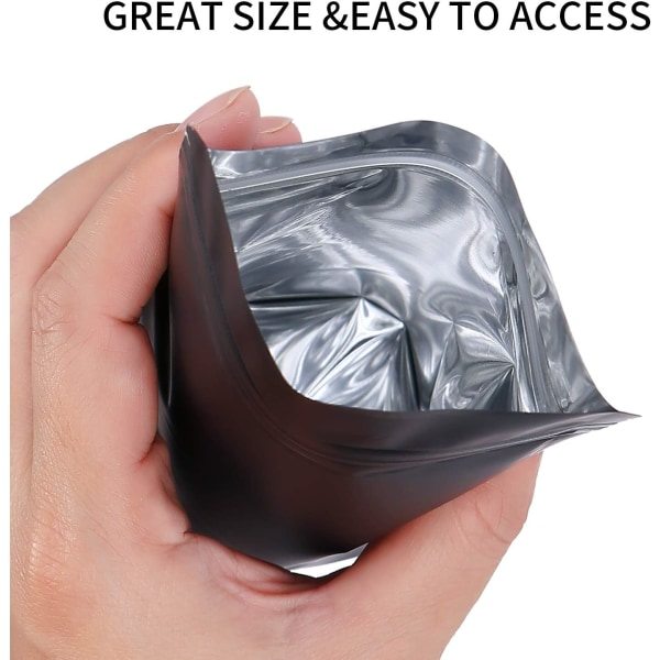 100-pack luktfria Mylar-påsar, återförslutningsbara Ziplock-påsar för mat, godis, kakor
