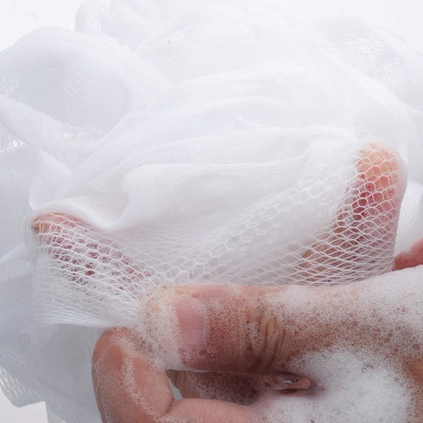 Bade- og dusjsvamp Puf Loofahs Hvit Mesh Puf Dusjpute Pakke med 6