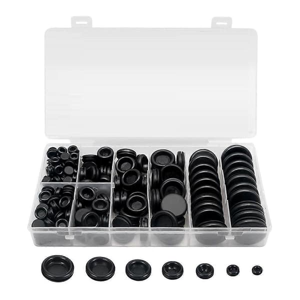 188 stk Lukkede Gummibøsninger Brannmur Solid Lukket Hull Plugg Sortimentsett for Wire Elektrisk