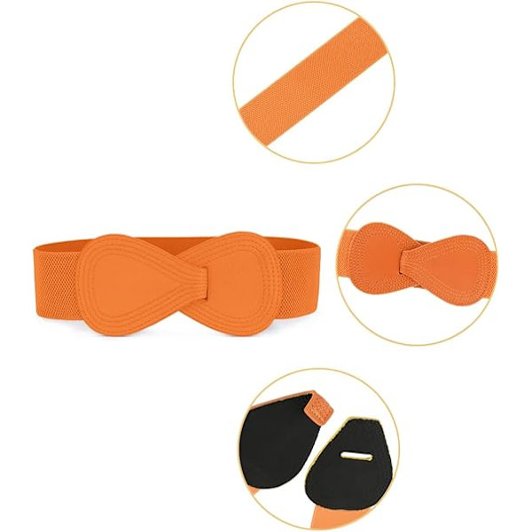 Interlock Spænde 8-formet Kunstig Læder Elastisk Bælte Cinch Talje for Dame Orange Fit