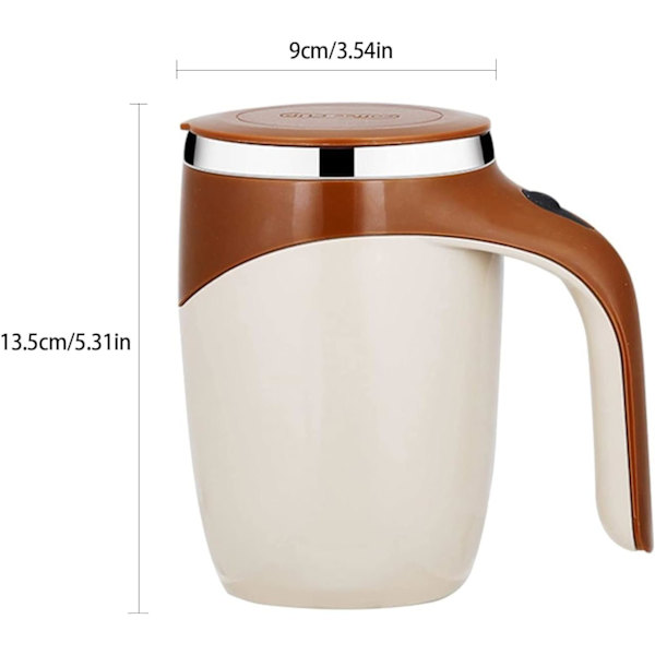 380ML Självrörande Kaffe Mugg Automatisk Magnetisk Omrörning Kaffe Mugg Roterande Hem Kontor Resa Omrörning Kopp Brown