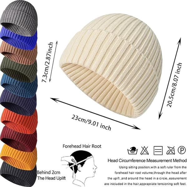 Vintermössa, unisex, stretchig, mjuk, uppvikt, termisk, randig, beige