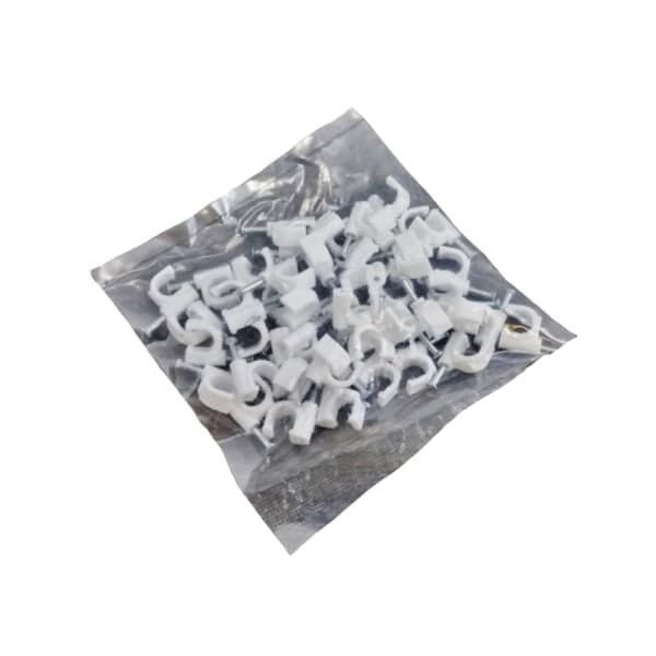 Kabelklips - 50 stykker (5-7 mm) Hvit