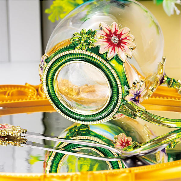 Blomstete Kopper, Sommerfugl Tusindfryd Klar Glas Fancy Kaffe Kop med Ske, Gaveæske til Hendes Mor Kone Bedsteforældre (320ML)
