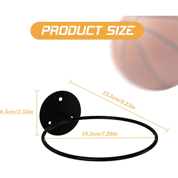3 stk Fotballholder, Veggmontert Ballholder Fotball Oppbevaring, Fotballstativ Ball Vegg Oppbevaring Display Ball Oppbevaring Metall Ballholder Stativ Display