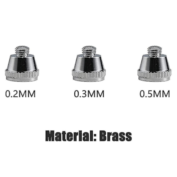 Airbrush Dysespids, Nålespids og Dysespidsdæksel 0,2 mm 0,3 mm 0,5 mm Udskiftningstilbehør