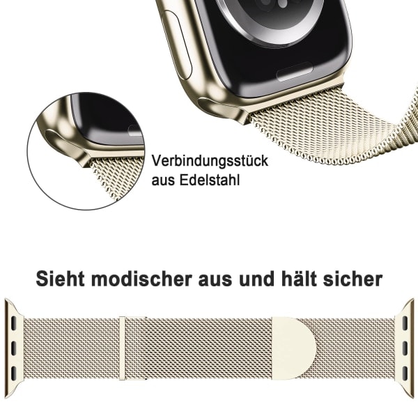 Armband kompatibel med Apple Watch Armband 40mm 41mm 38mm för kvinnor/män, för iWatch Series 8 7 6 SE 5 4 3 2 1, Champagne Guld