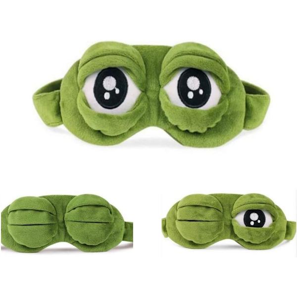 3D Ögonmask Sovande, Fluff Ansikte Sovande Rolig Nyhet Cartoon Groda Ögonlock Ögonmask Nattmask Sömn Resmask