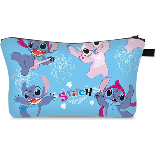 Lilo & Stitch Toalettväska Resväska Söt Kosmetisk Väska Plånbok Dragkedja Pennfodral Vattentät Badrum Gym Flygplats Makeup Väska Organizer Förvaring Stitch & Angel