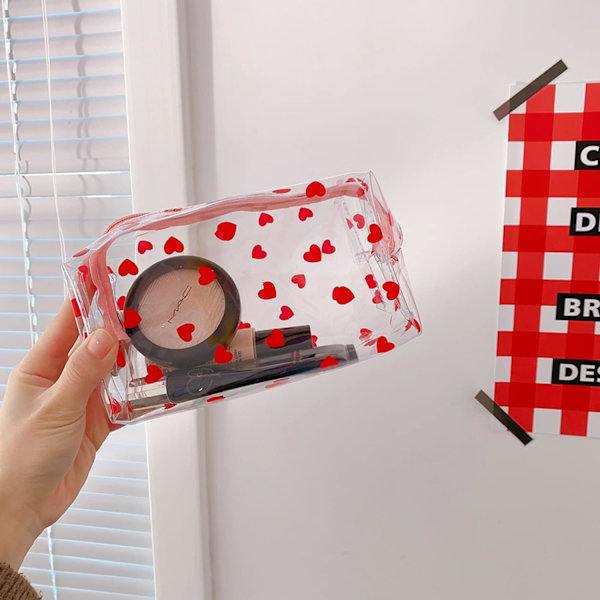 Blommig pennfodral väska transparent pennlåda, stor kapacitet förvaringsväska för skolmaterial, resor, kontor 3-pack
