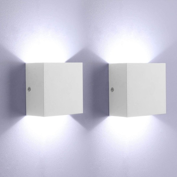 2-pak LED vegglampe innendørs opp og ned vegglampe veggvaskerlys moderne vegglampe belysning svart 7W aluminium White white light