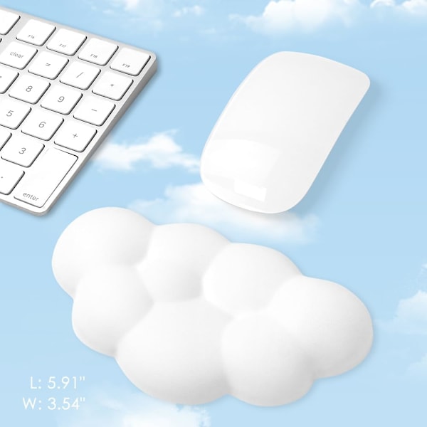 Moln handledsstöd kudde för mus ergonomisk mjuk PU läder minneskum handledssmärta lindring för kontor skola hem bärbar dator & datormus White