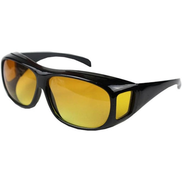 Night Driving Over Glasses UV Wind Protection, black frame yellow film