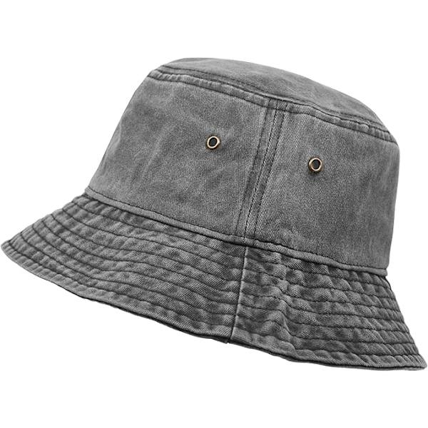 Hinkhatt, Bredbrättad Tvättad Denim Bomullshatt för Utomhus Solhatt Platt Toppkeps för Fiske Vandring Strand Sport