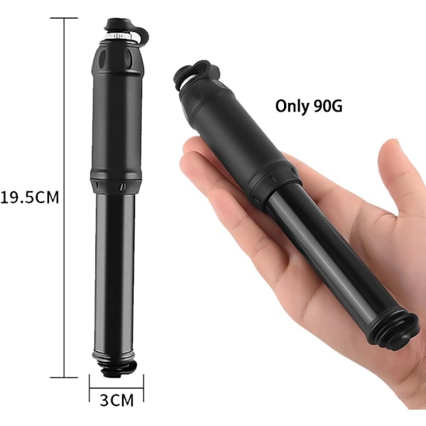 Cykelpump, Bärbar Minicykel Däckpump, Super Snabb Däckuppblåsning Kompatibel med Universal Presta och Schrader Ventil