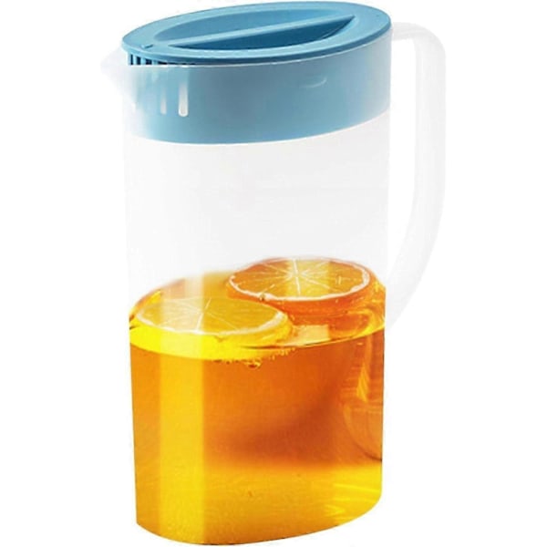 2 stk. Plas-tic vannmugger med lokk og håndtak, juicekanne for kjøleskap, varm/kald vannkanne drikkebeholdere for limonade
