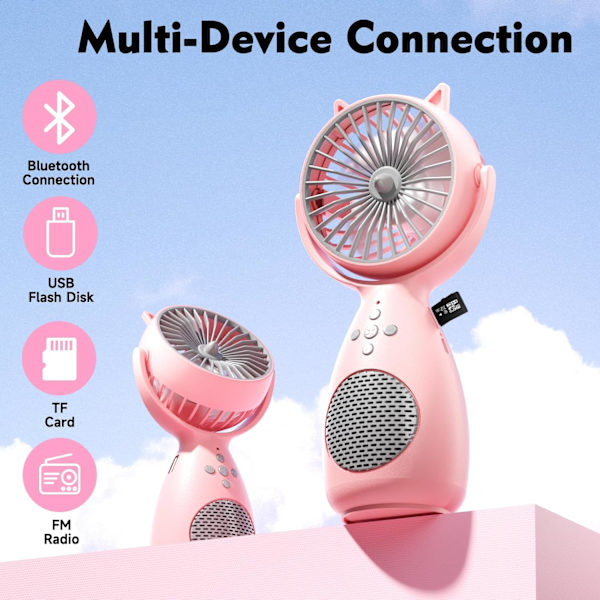 Käsikäyttöinen tuuletin Kannettava tuuletin Bluetooth-äänellä, Ladattava, USB Hiljainen pöytätuuletin Pöytätuuletin Kotiin Toimistoon Ulkoiluun Matkalle