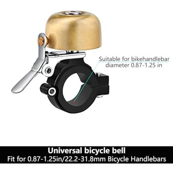 Cykelklocka, Retro Cykelklocka Cykelklockor Vuxna Barn, Helt i Metall Cykelklocka, 80DB Cykelklocka, Cykelklocka 7 Färger 2 Storlekar. Gold