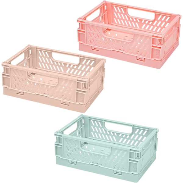 3 st miniplastkorgar, plastförvaringskorgar, hopfällbar skrivbordsförvaringskorg, liten hopfällbar skrivbordsförvaringslåda