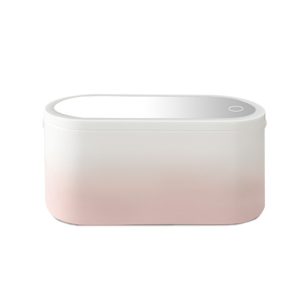 Bärbar LED-laddningsmodell Makeup Box, Kvinnor Resa Makeup Box Organizer Förvaring med LED-spegel Resande Toalettartiklar