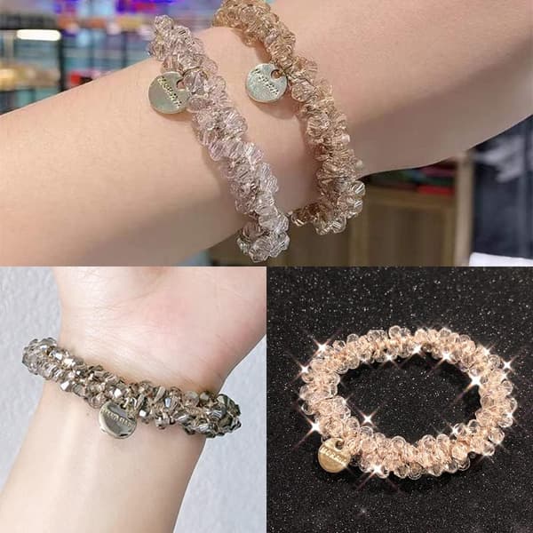 3 stk. Krystal Hår Elastikker, Krystal Perle Elastikker, Hestehale Hår Styling Elastikker Bånd Skinnende Hår Tilbehør