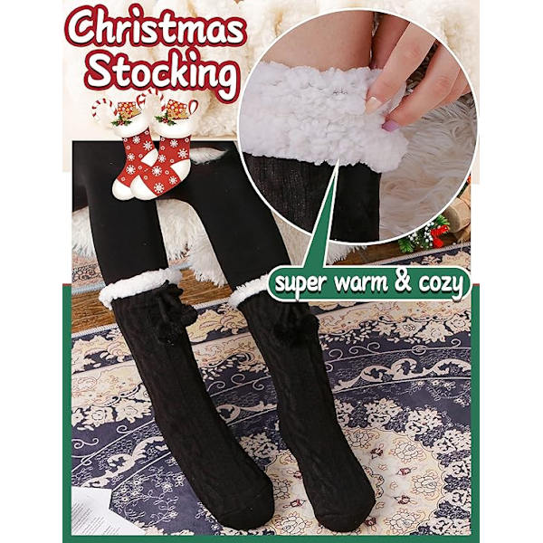 Fluffy Slippersokker til Kvinder - Bløde, Varm, Ikke-Skridsikre, Cosy Sovesokker til Kvinder - Fuzzy Cabin Vintersokker - Tykke, Behagelige, Fleece - Julegaveidé med Greb