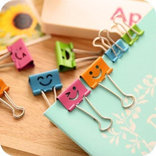 19mm Mini Binder Clips Smiley Papirklips Assorterede Farver, Pakke med 40